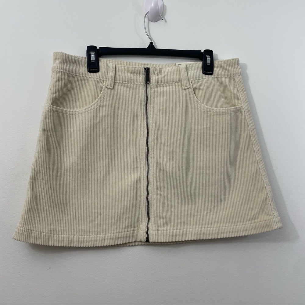 NWT AE Corduroy Mini Skirt 12 Cream Zip Minimal Cottagecore Boho American Eagle